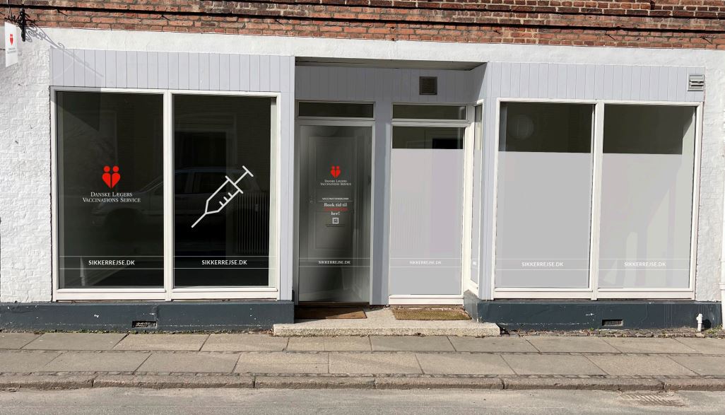 Rejseklinik facade hos Danske Lægers Vaccinations Service i Svendborg